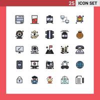 Pictogram Set of 25 Simple Filled line Flat Colors of money laptop tramway computer connection Editable Vector Design Elements