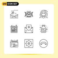 Set of 9 Modern UI Icons Symbols Signs for card website dead browser monster Editable Vector Design Elements