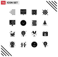 Set of 16 Modern UI Icons Symbols Signs for development bug lock coding web Editable Vector Design Elements