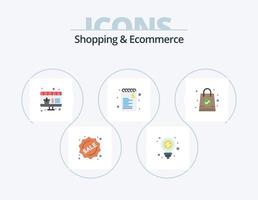 compras y comercio electrónico paquete de iconos planos 5 diseño de iconos. bolsa de la compra. bolso de mano en línea. compras. lista vector