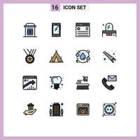 Universal Icon Symbols Group of 16 Modern Flat Color Filled Lines of drawer beauty android user interface Editable Creative Vector Design Elements