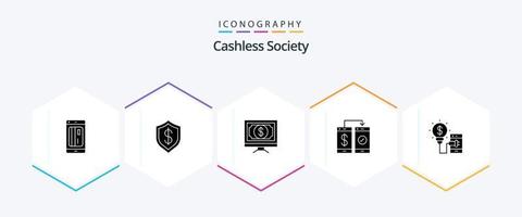 Cashless Society 25 Glyph icon pack including mobile. banking. intelligent. pay. finance vector