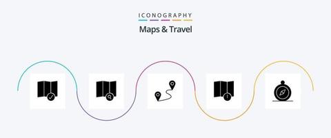 Maps and Travel Glyph 5 Icon Pack Including . route. navigation. browse vector