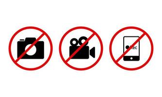 Camera prohibition sign. Suitable for design elements of signs taking pictures is prohibited, unable to record video images, or prohibiting smartphone recording. vector