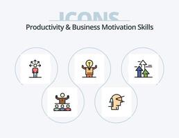 Productivity And Business Motivation Skills Line Filled Icon Pack 5 Icon Design. power. hand. partnership. freedom. achieve vector