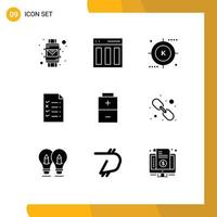 Modern Set of 9 Solid Glyphs and symbols such as battery file user document optimization Editable Vector Design Elements