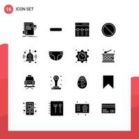 Group of 16 Modern Solid Glyphs Set for stop cancel remove block image Editable Vector Design Elements