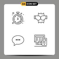 Stock Vector Icon Pack of 4 Line Signs and Symbols for business bubble boxing chat monitor Editable Vector Design Elements