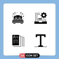 Mobile Interface Solid Glyph Set of 4 Pictograms of bed document love bed rest develop job Editable Vector Design Elements