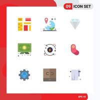 Set of 9 Modern UI Icons Symbols Signs for award certificate marker business jewelry Editable Vector Design Elements