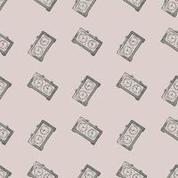 Chess clock engraved seamless pattern. Retro watch for chess game in hand drawn style. Sketch texture for fabric, wallpaper, textile, print, title, wrapping paper. Vector illustration.