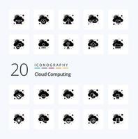 20 Cloud Computing Solid Glyph icon Pack like device data technology cloud analytics vector