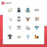 16 User Interface Flat Color Pack of modern Signs and Symbols of phone location city map traffic Editable Pack of Creative Vector Design Elements