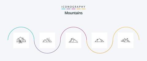 Mountains Line 5 Icon Pack Including nature. hill. nature. sun. nature vector