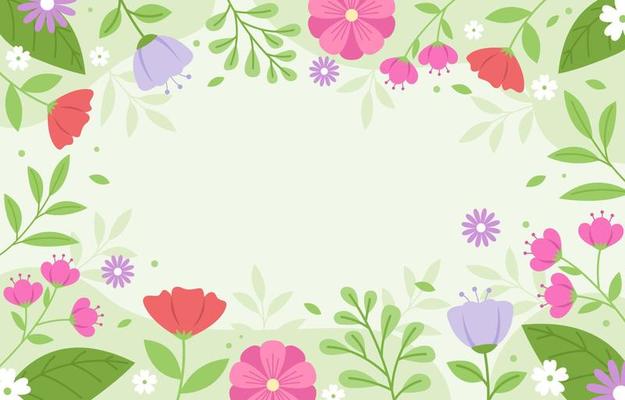 Colorful Spring Floral Border Background