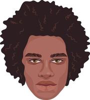Detailed portrait of handsome African male with natural hair style. Vector avatar for social media, isolated on white background.