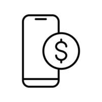 mobile banking finance icon flat line style vector for graphic and web design