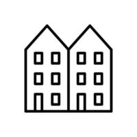 vector de estilo de línea plana de icono de edificio de condominio para diseño gráfico y web