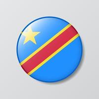 glossy button circle shaped Illustration of Democratic Republic of the Congo flag vector