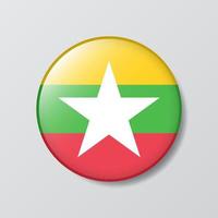 glossy button circle shaped Illustration of Myanmar flag vector