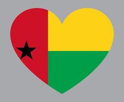 flat heart shaped Illustration of Guinea Bissau flag vector