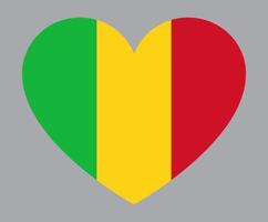 flat heart shaped Illustration of Mali flag vector