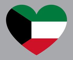 flat heart shaped Illustration of Kuwait flag vector