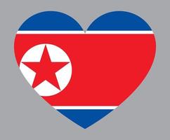 flat heart shaped Illustration of North Korea flag vector