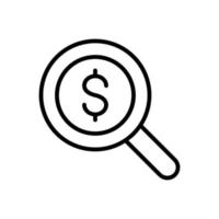 money search finance icon flat line style vector for graphic and web design