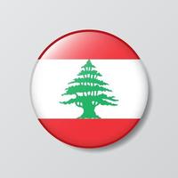 glossy button circle shaped Illustration of Lebanon flag vector