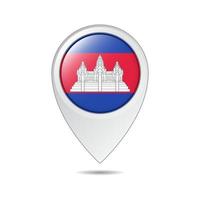 map location tag of Cambodia flag vector