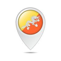 etiqueta de ubicación del mapa de la bandera de Bután vector
