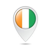 map location tag of Ivory Coast flag vector