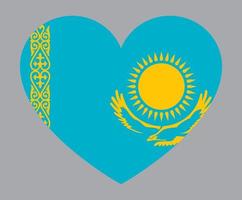 flat heart shaped Illustration of Kazakhstan flag vector