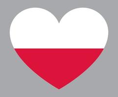 ilustración plana en forma de corazón de la bandera de polonia vector