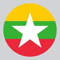 flat circle shaped Illustration of Myanmar flag vector
