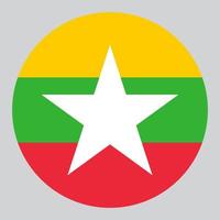 ilustración en forma de círculo plano de la bandera de myanmar vector