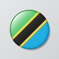 glossy button circle shaped Illustration of Tanzania flag vector