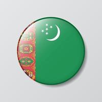 botón brillante ilustración en forma de círculo de la bandera de turkmenistán vector