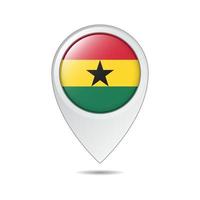 etiqueta de ubicación del mapa de la bandera de Ghana vector