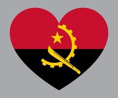 flat heart shaped Illustration of angola flag vector