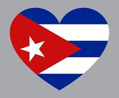 ilustración plana en forma de corazón de la bandera de cuba vector
