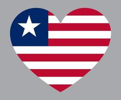 ilustración plana en forma de corazón de la bandera de liberia vector