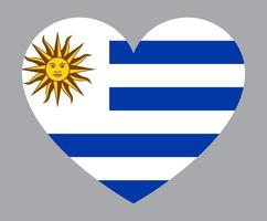 ilustración plana en forma de corazón de la bandera de uruguay vector