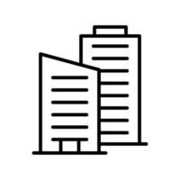 vector de estilo de línea plana de icono de finanzas de edificio de banco para diseño gráfico y web