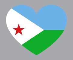 flat heart shaped Illustration of Djibouti flag vector
