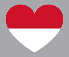 flat heart shaped Illustration of Monaco flag vector