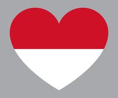 flat heart shaped Illustration of Monaco flag vector