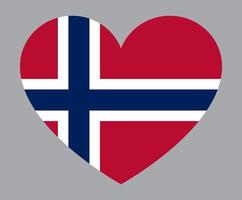 ilustración plana en forma de corazón de la bandera de noruega vector