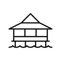 bungalow building icon flat line style vector for graphic and web design